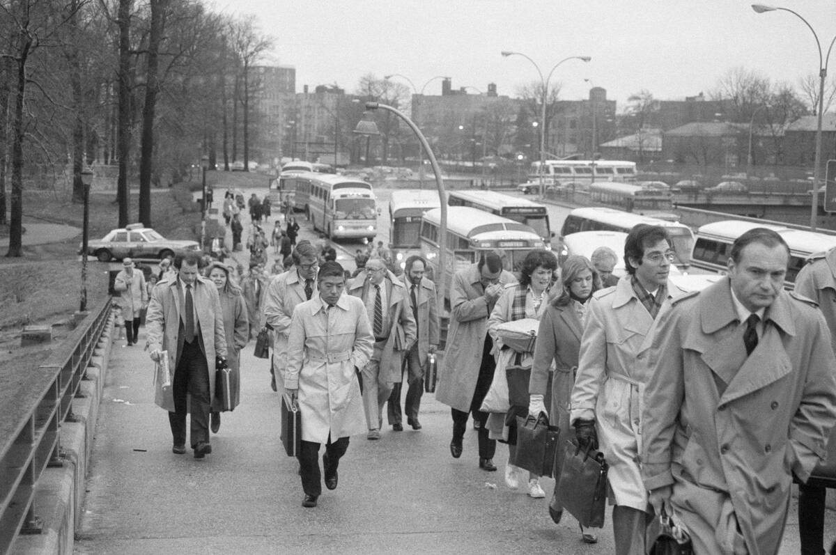 Commuters Leaving Buses