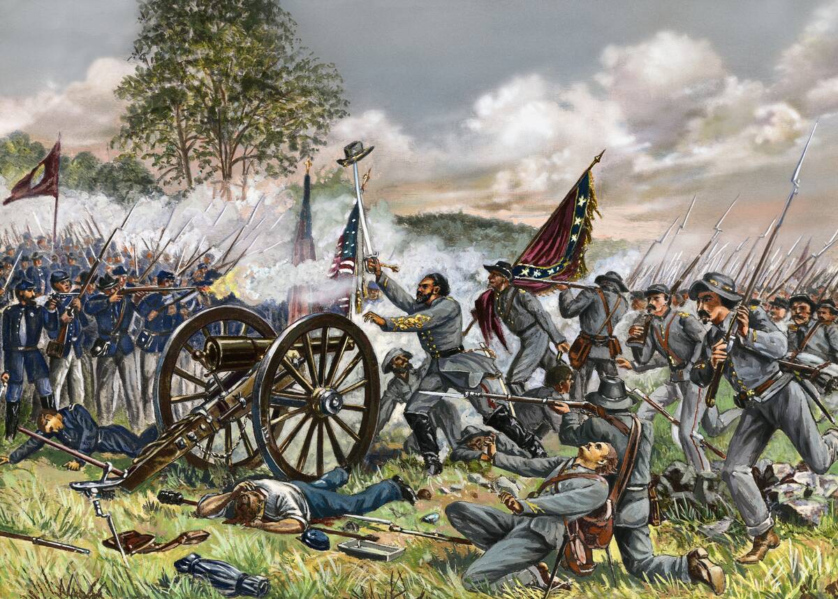 Illustration of General Lewis Armistead at the Battle of Gettysburg