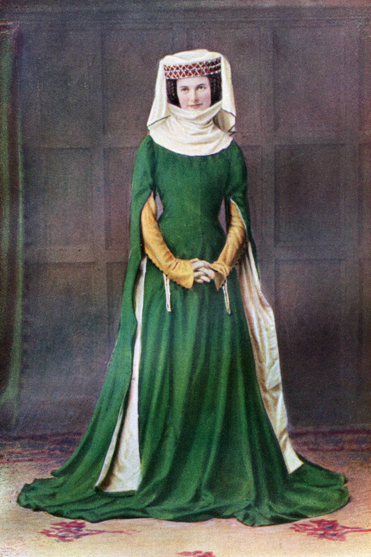 Lady's dress, 14th century, (1910).