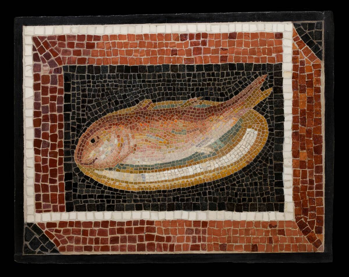Mosaic Floor Panel Depicting A Fish On A Platter