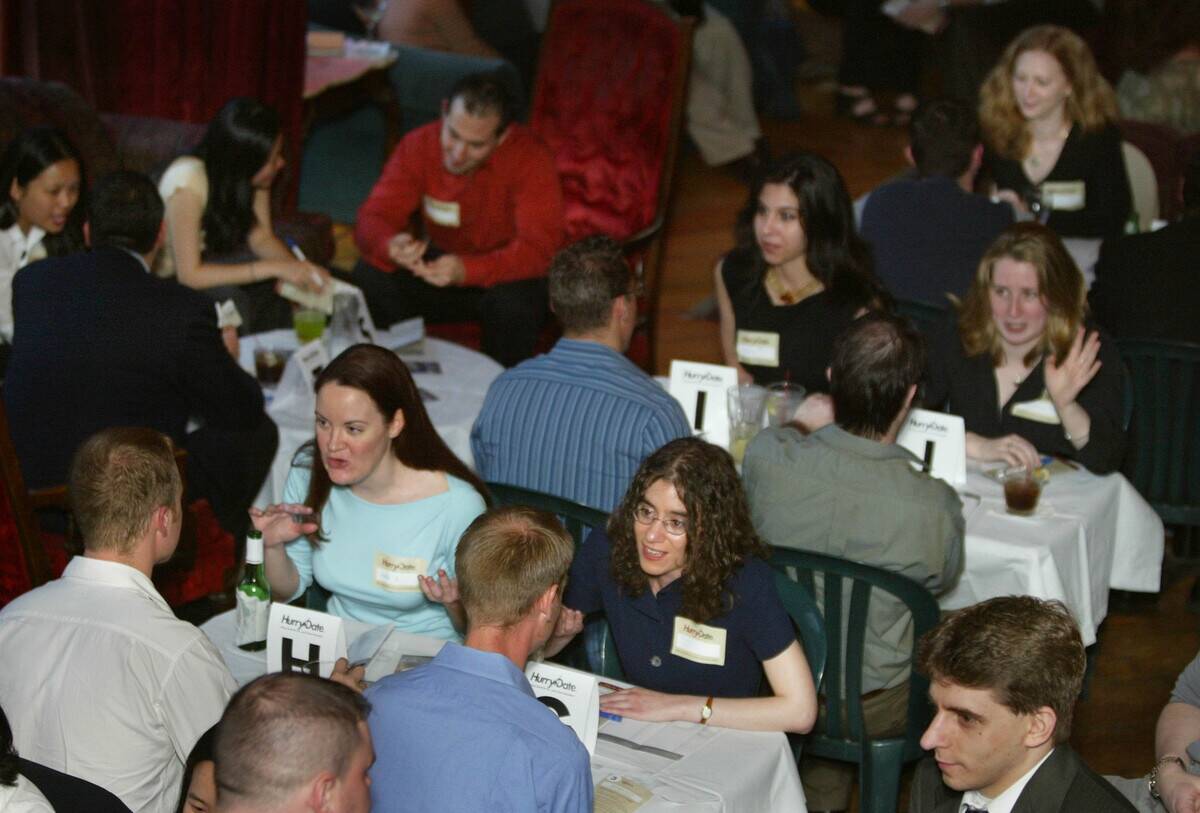 New York Singles Socialize During Speed Dating Sessions