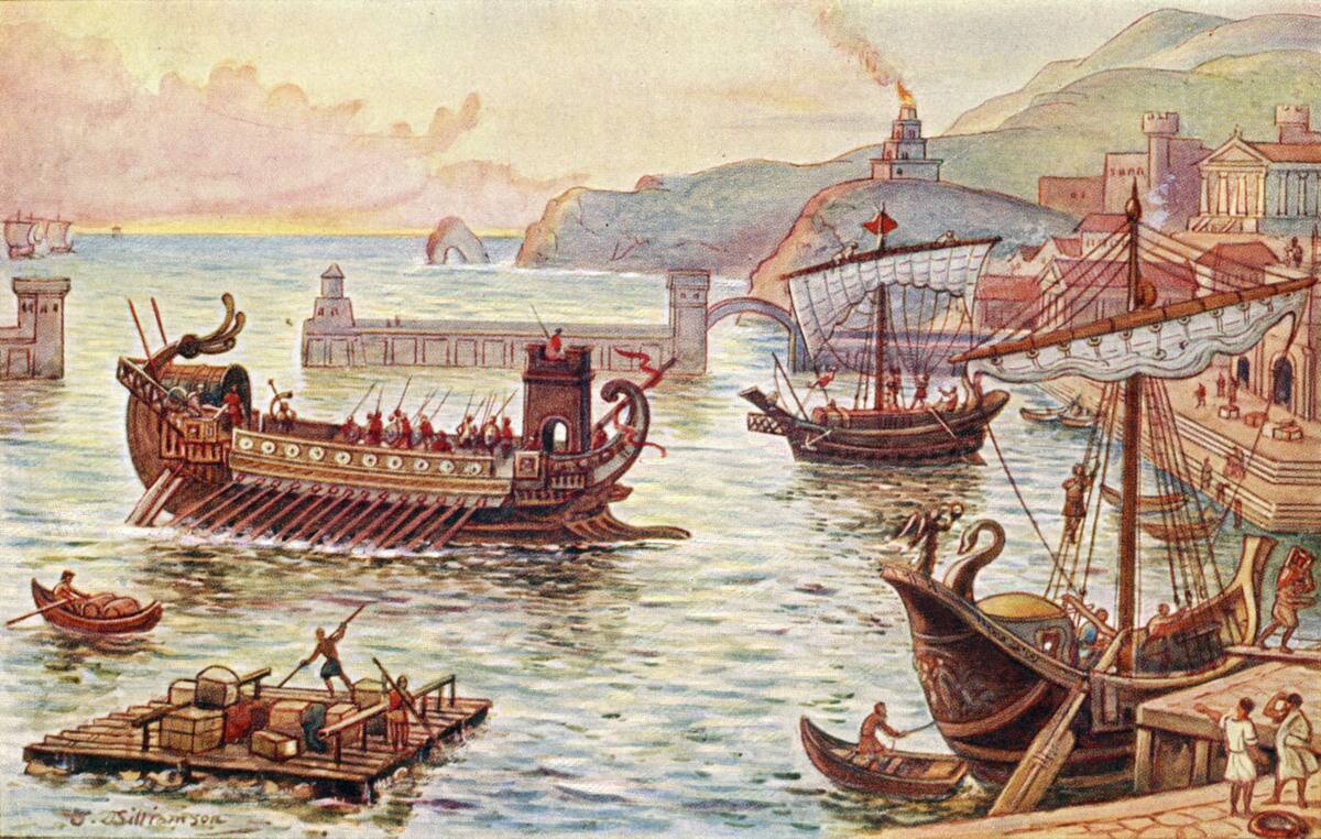 The Roman Empire - ships at a port