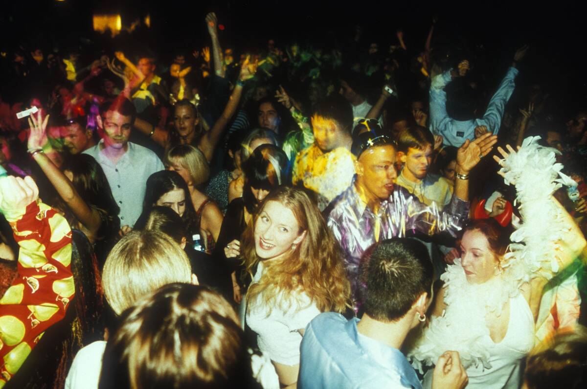 Crowd dancing at clockwork orange, Camden, London 1995