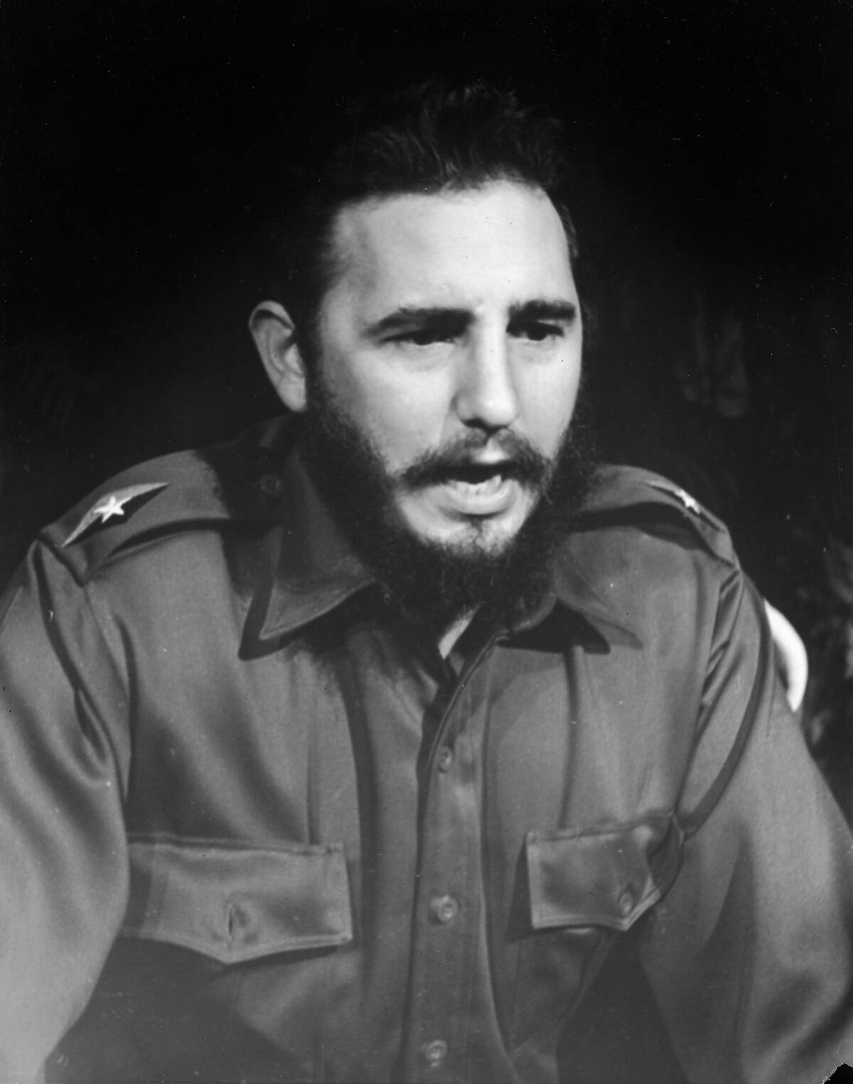 Fidel Castro Speaking In Uniform.