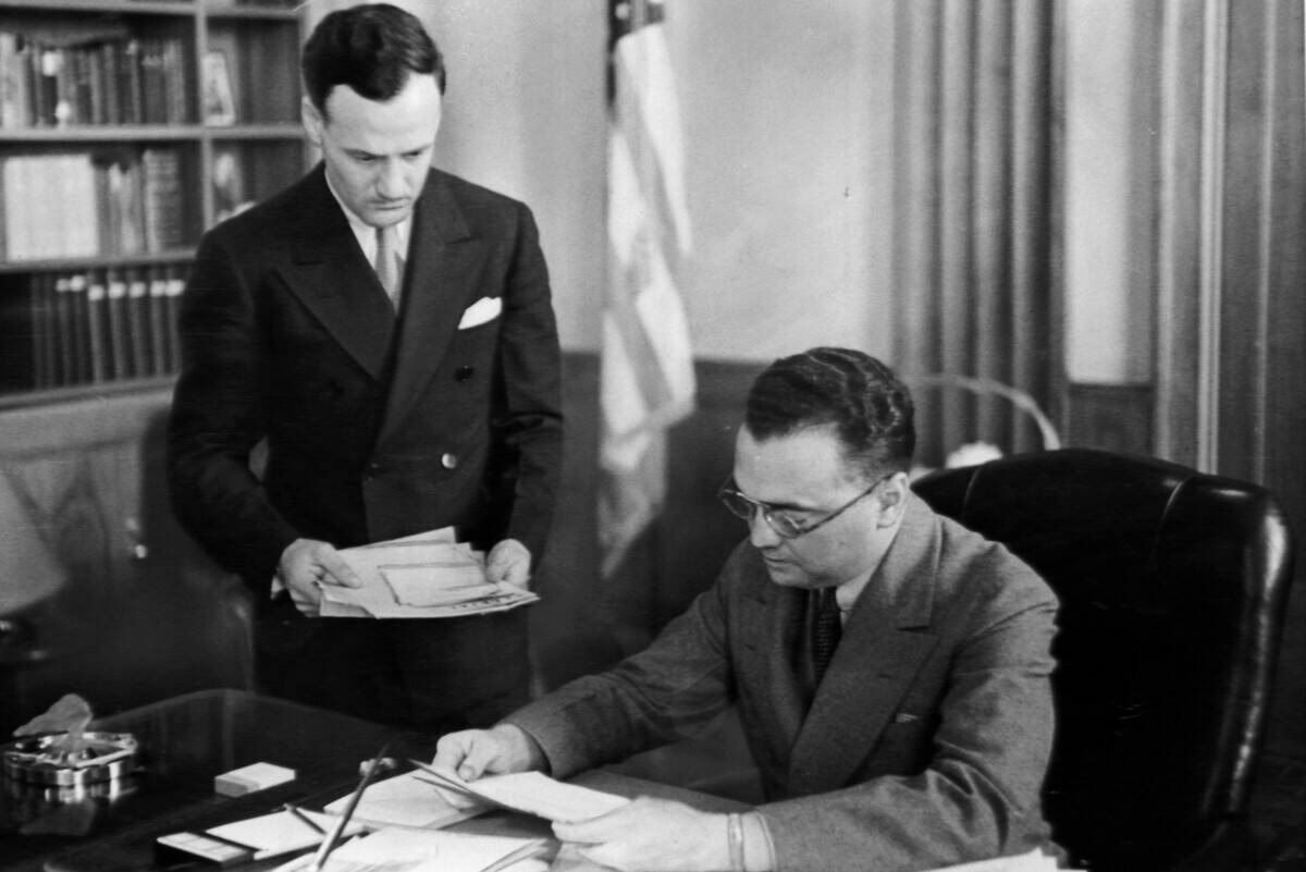 J. Edgar Hoover (seated), chief of the Division of Investiga