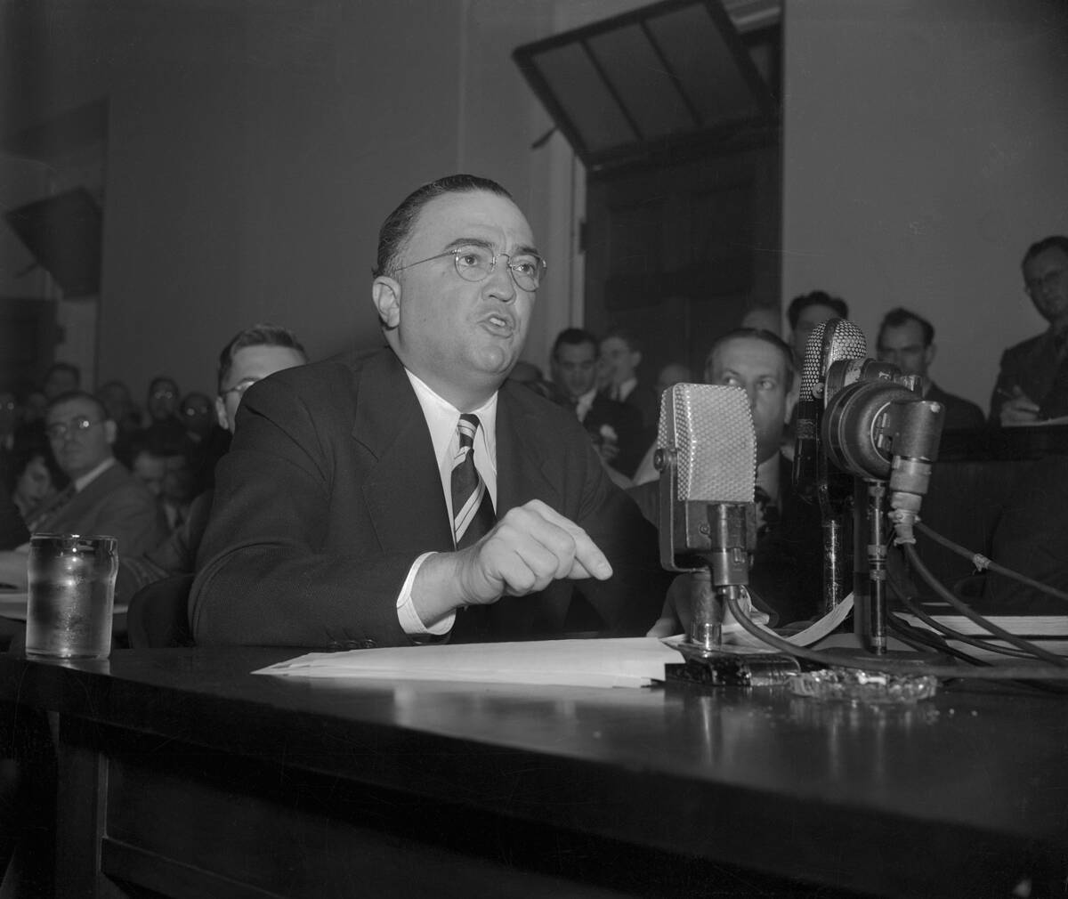 J. Edgar Hoover Testifying for Un-American Activities Committee