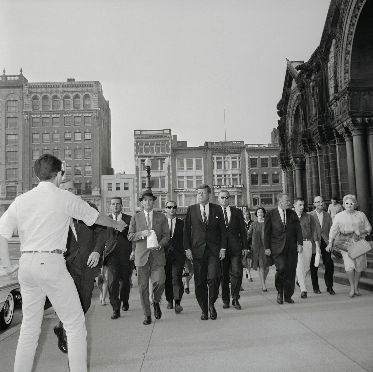 JFK Taking Stroll with Aid and Secret Service