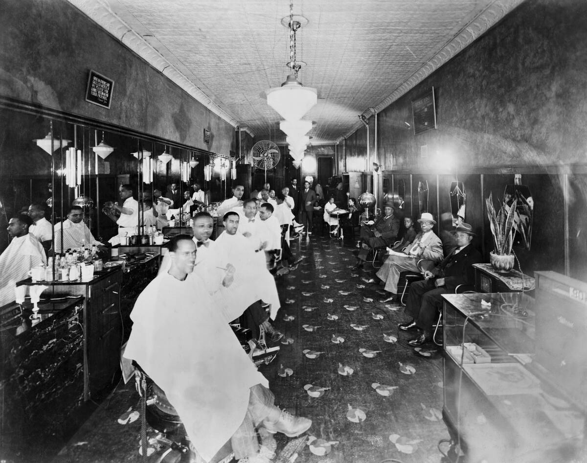 Large Barber Shop In Harlem Ca 1929