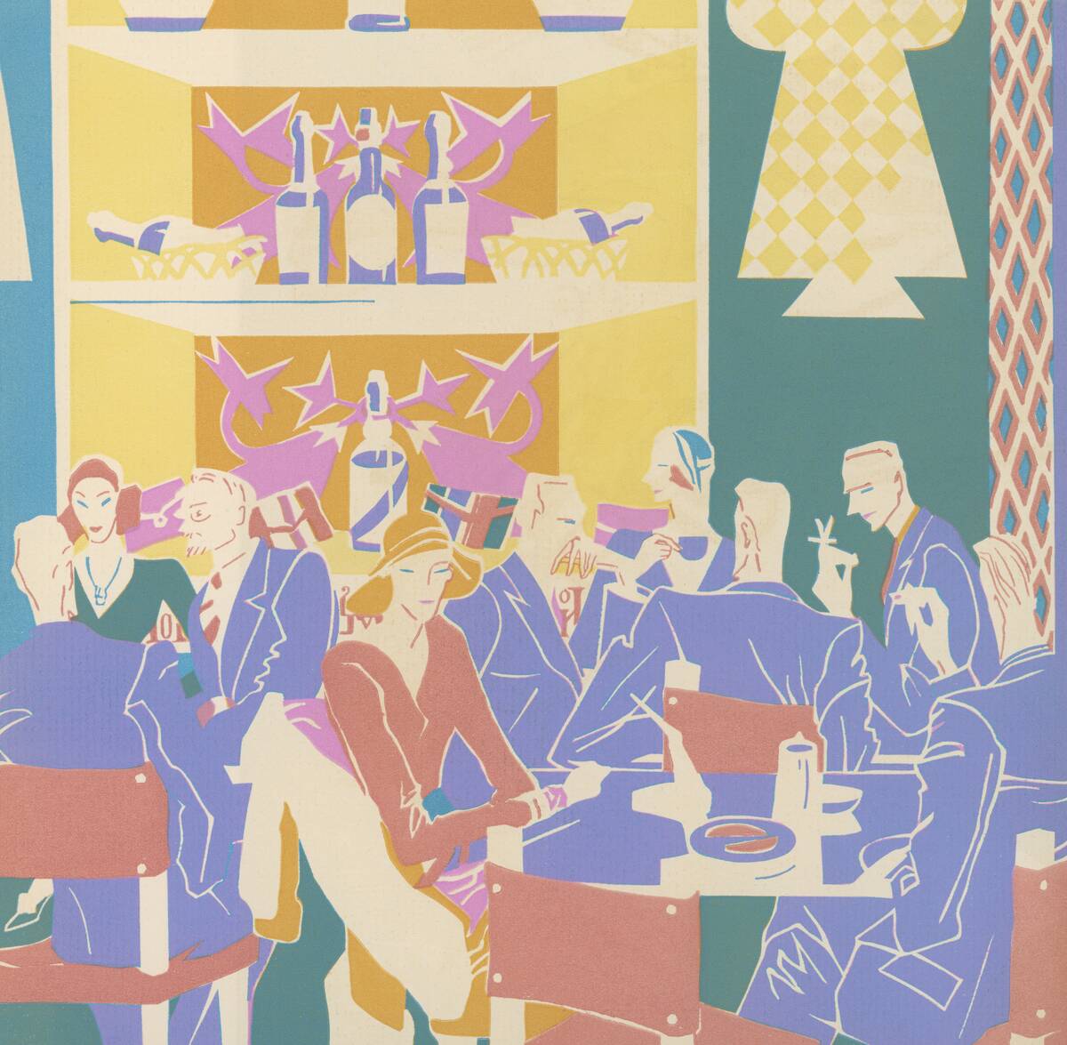 Patrons In An Art Deco Club