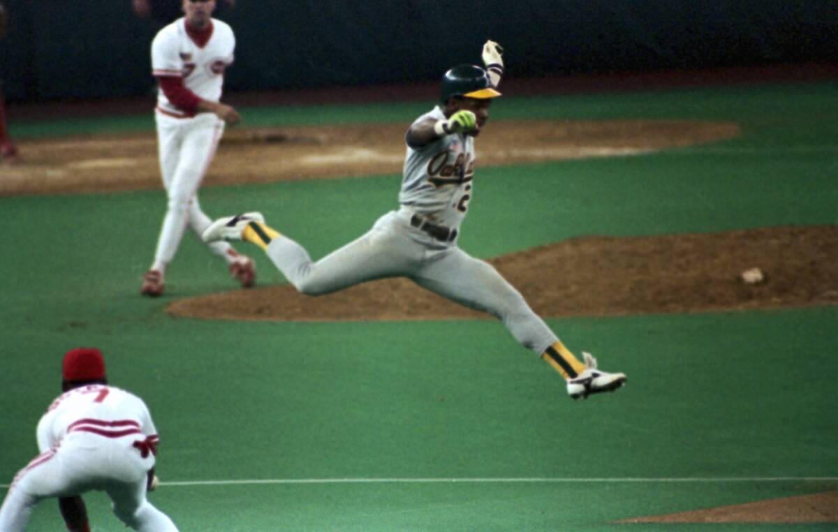 Rickey Henderson Jumping Over Ball