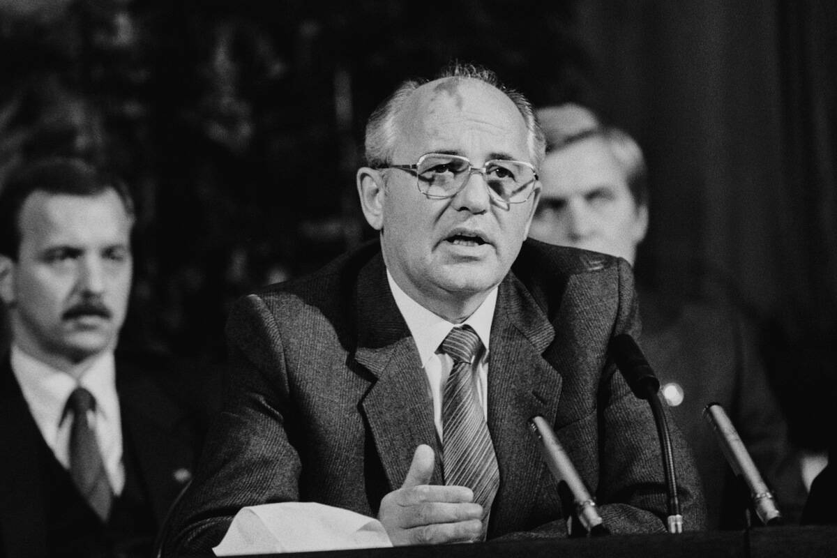 Russian President Mikhail Gorbachev Speaking In Iceland