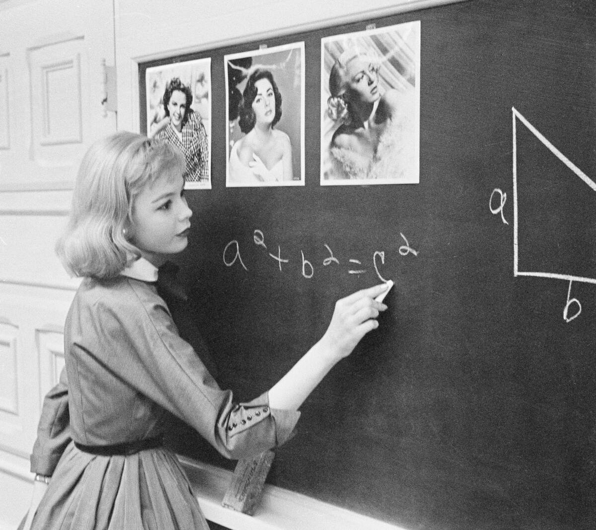 Sandra Dee Working on a Math Problem