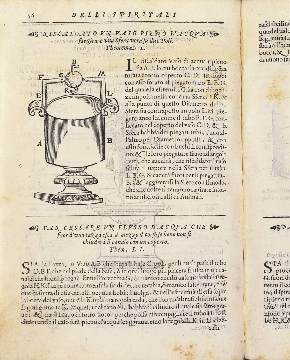 Aeolipile, steam engine, engraving