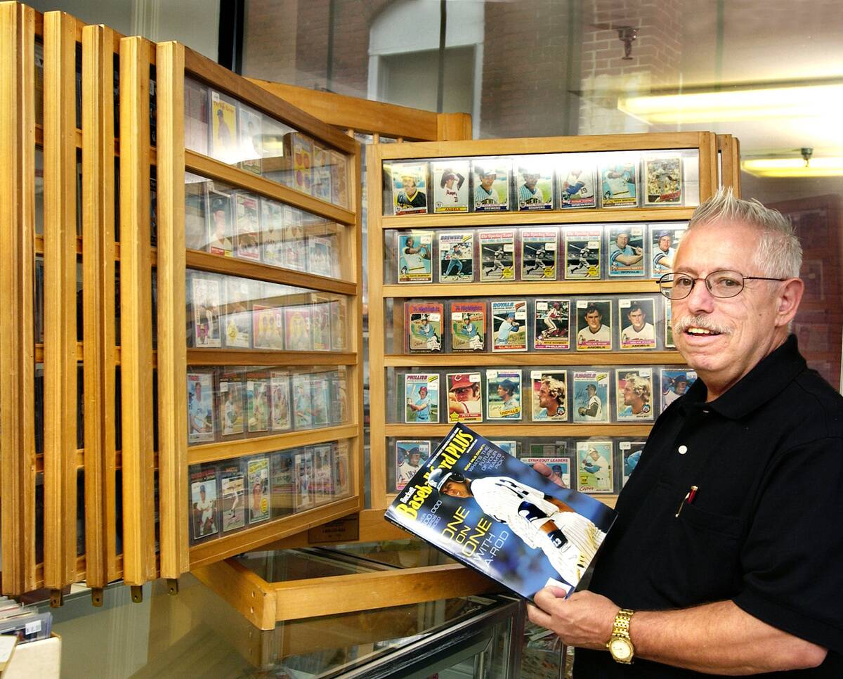Edd Cabral, owner of Triple Play Sports Cards at 907 Main Street in Westbrook, has over 400 older mo