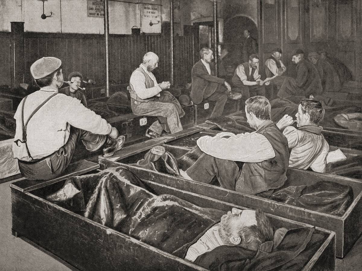 Men at The four penny coffin