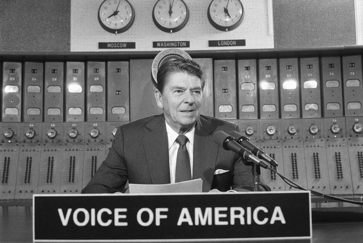 Ronald Reagan Making Radio Speech