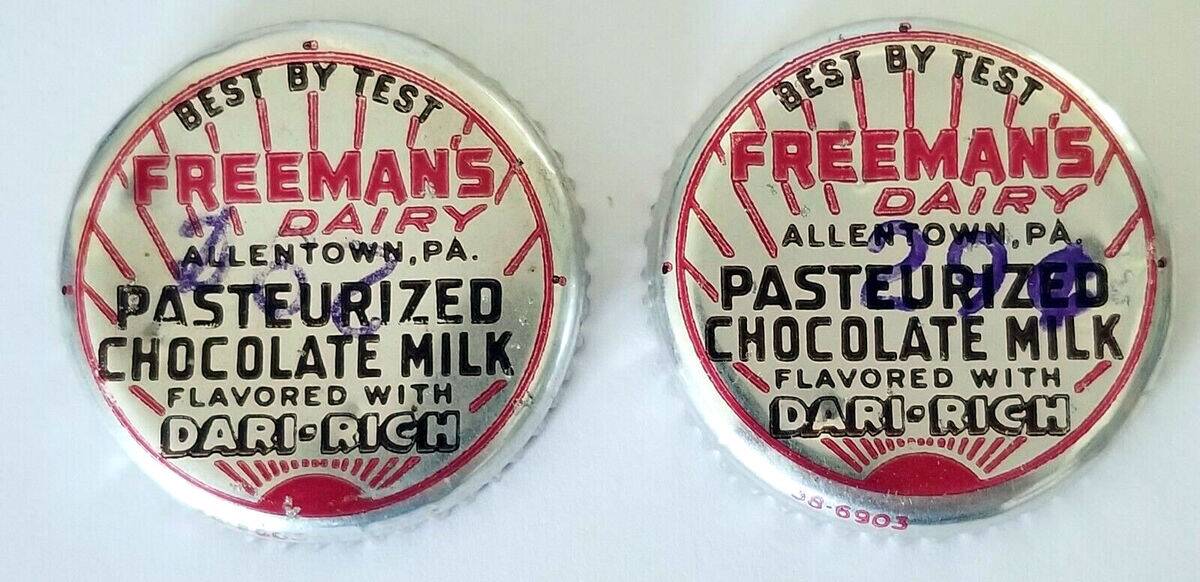 1951_ Freemans_Dairy_Chocolate_Milk_Bottle_Caps_-_Allentown_PA