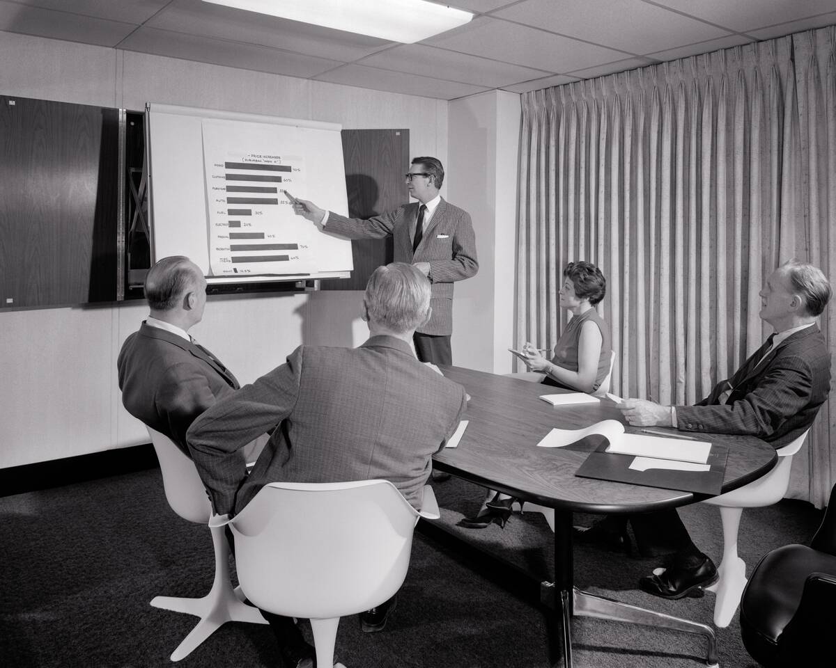 1960s Men And Women Meeting...