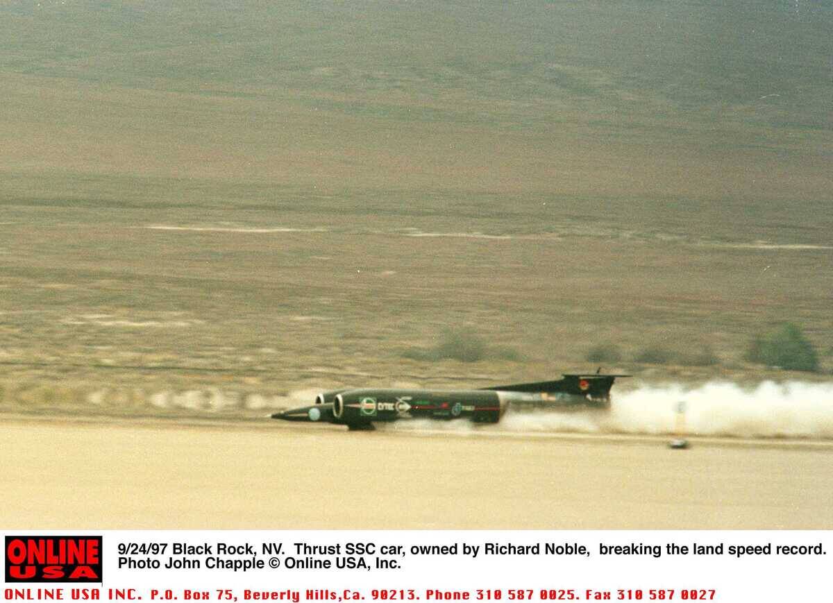 9/24/97 Black Rock, NV Thrust SSC car owned by Richard Noble, breaking the land speed record.