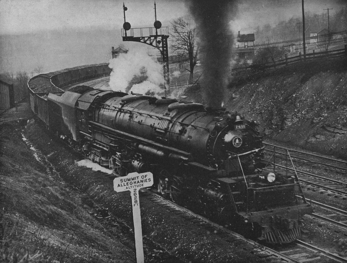 A Cargo Train Of The Baltimore & Ohio Railroad Crossing The Alleghenies