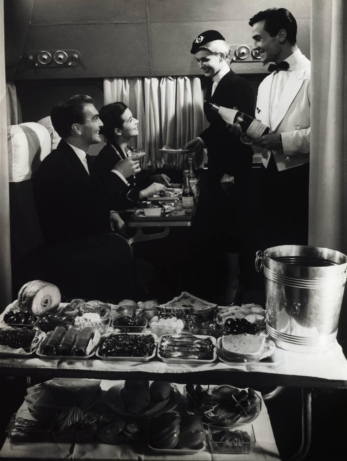 Air France Stewardess and Steward Serving Passengers