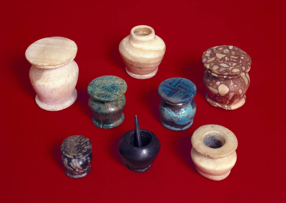 Ancient Egyptian kohl pots, 1800-200 BC.