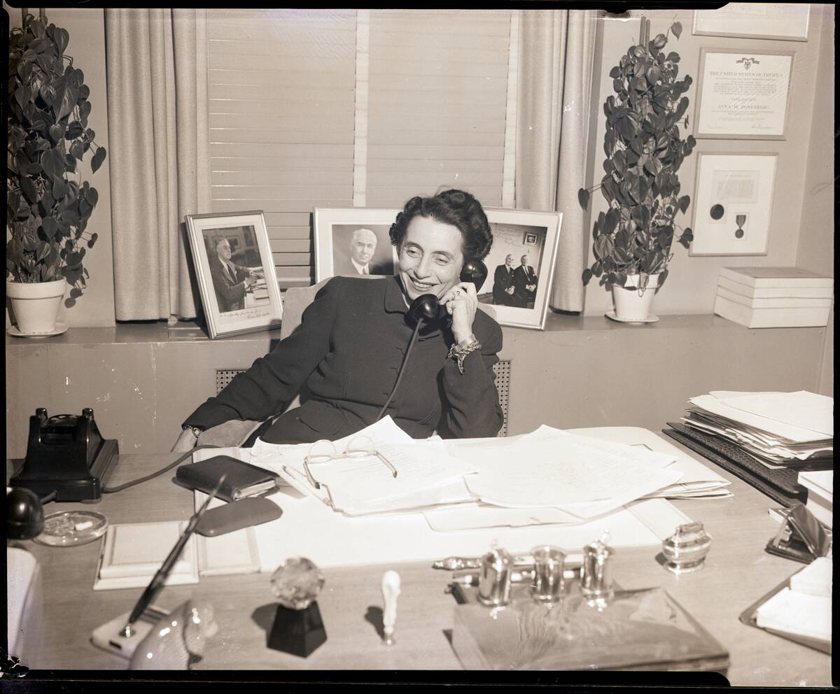 Anna Rosenberg Seated at Desk