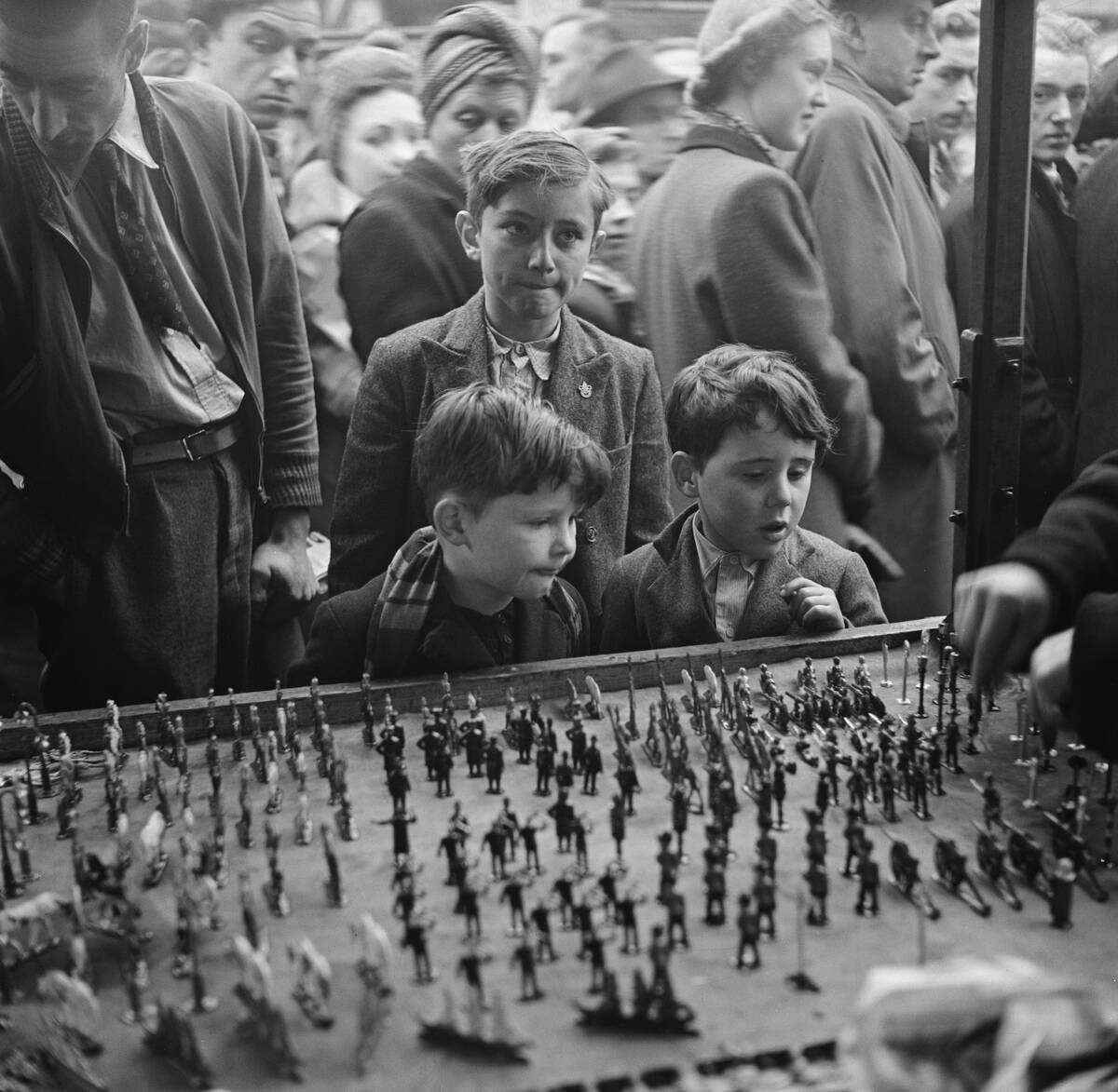 Boys Viewing Toy Soldiers