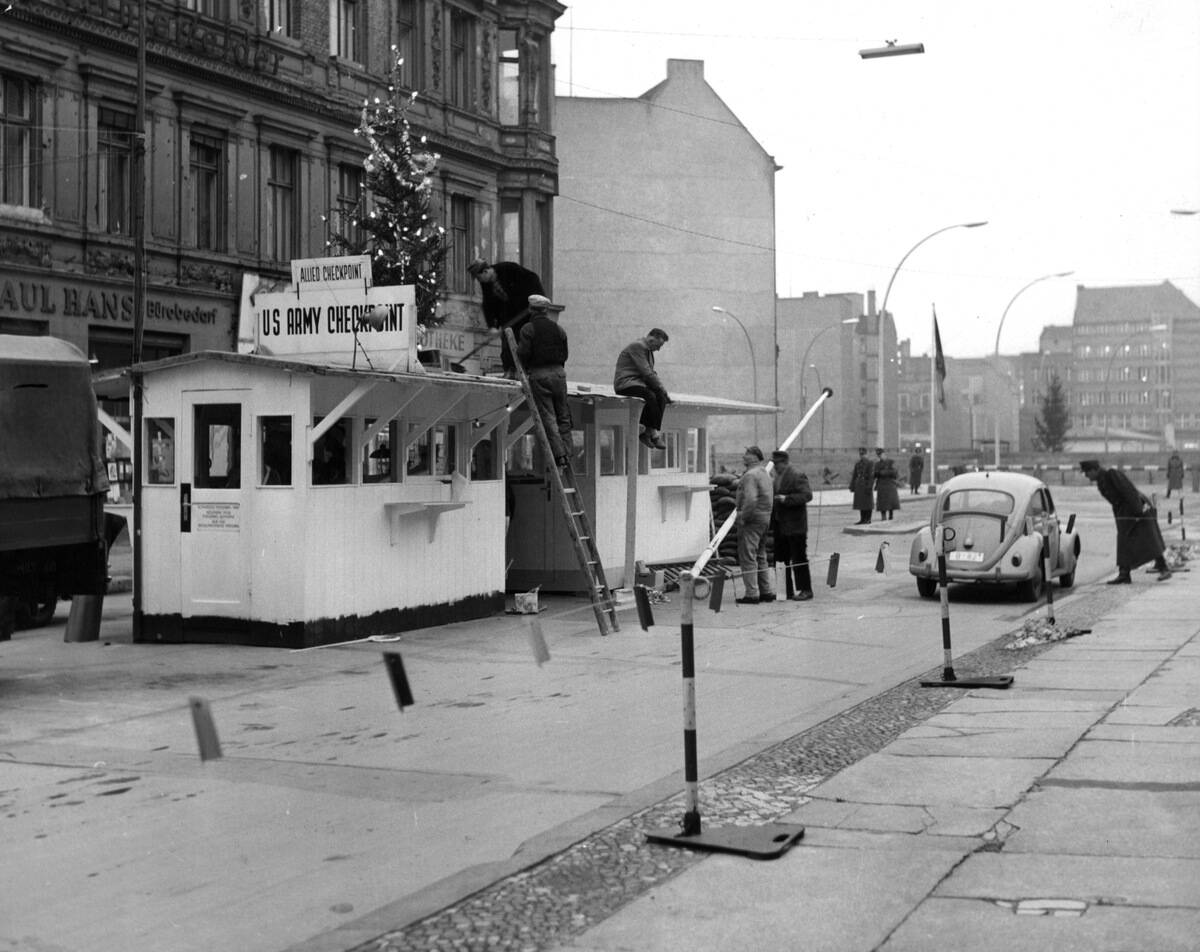 Christmas Comes To Checkpoint Charlie in Berlin