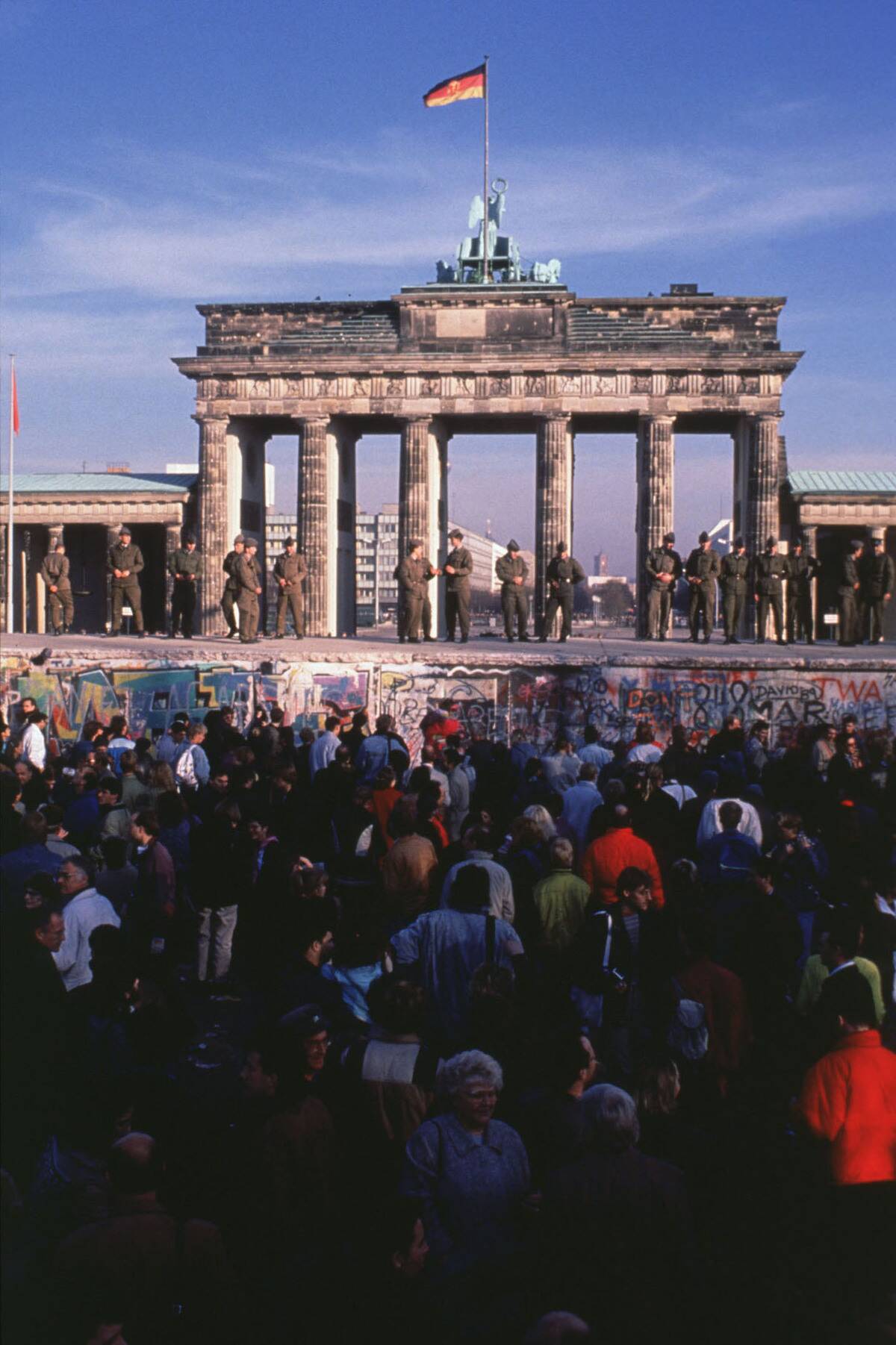Crowd Of West Germans Gather In Front Of The Brandenburg Gate