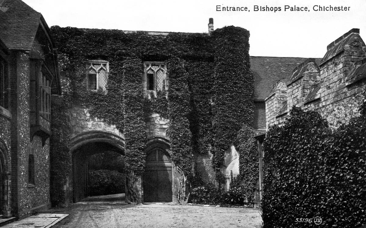 Entrance to the Bishop's Palace, Chichester, Sussex, early 20th century.