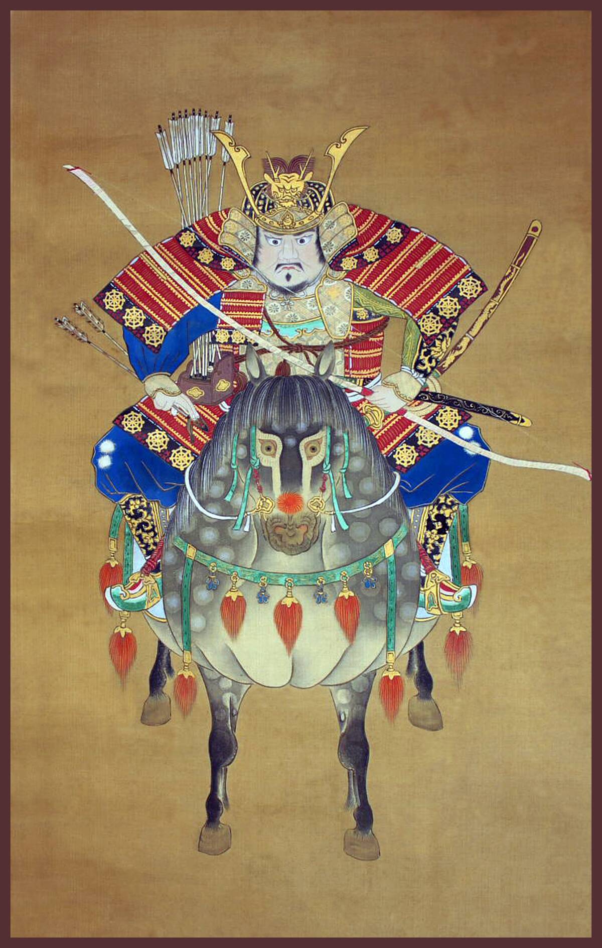 Japan: Portrait of a Samurai warrior in Yamato-e style, undated.