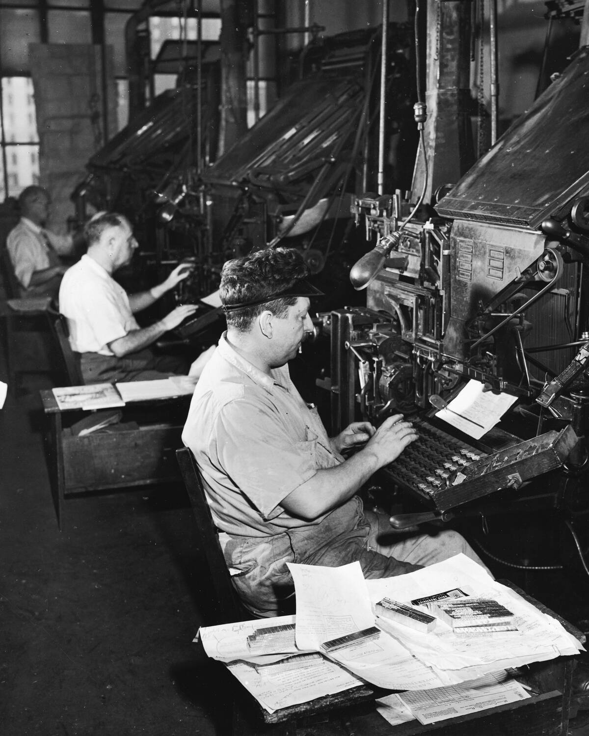 Linotype Operators At Work