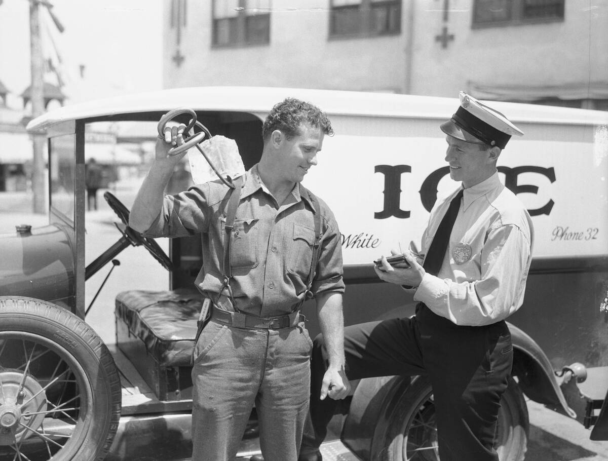 Policeman Garland Matthews with Iceman Gordon Clark