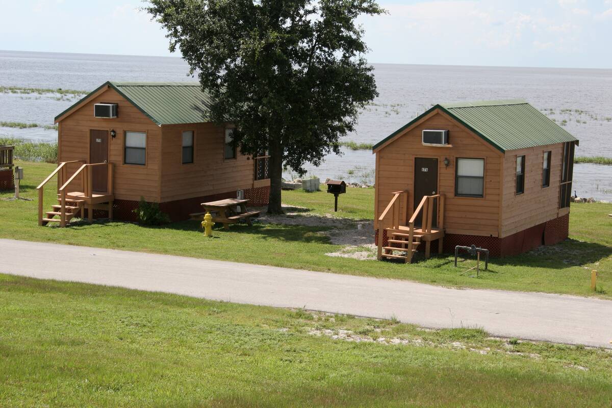 Rental cabins at the Everglades Adventures and RV Sailing Park.