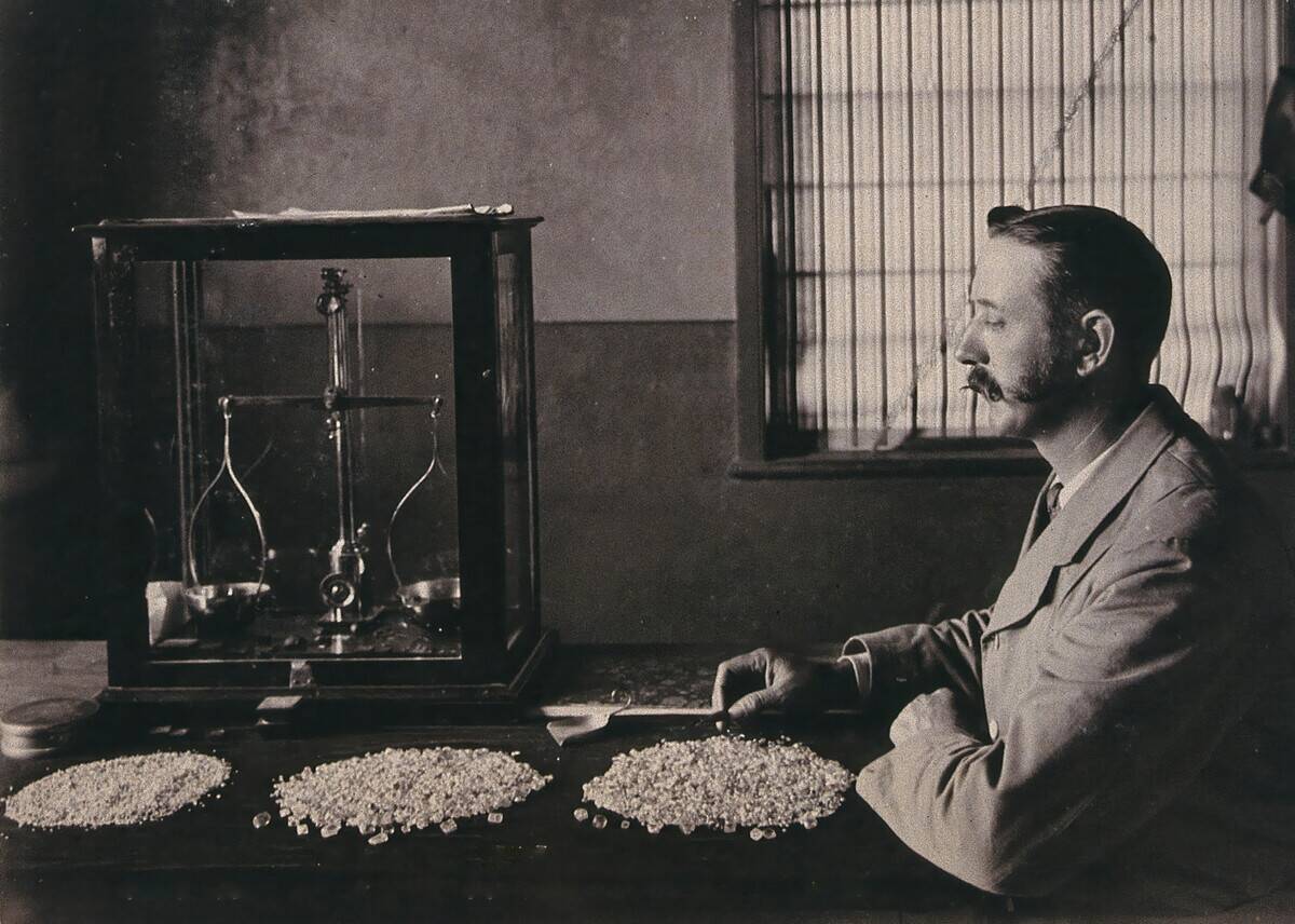 South Africa: An Employee Of De Beers Counting The Diamonds Mined That Day