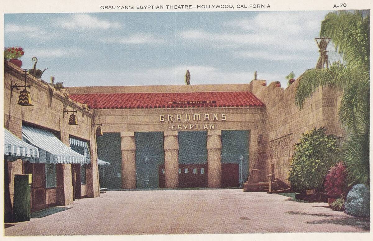 Vintage souvenir postcard, Grauman's Egyptian Theatre, ca 1926