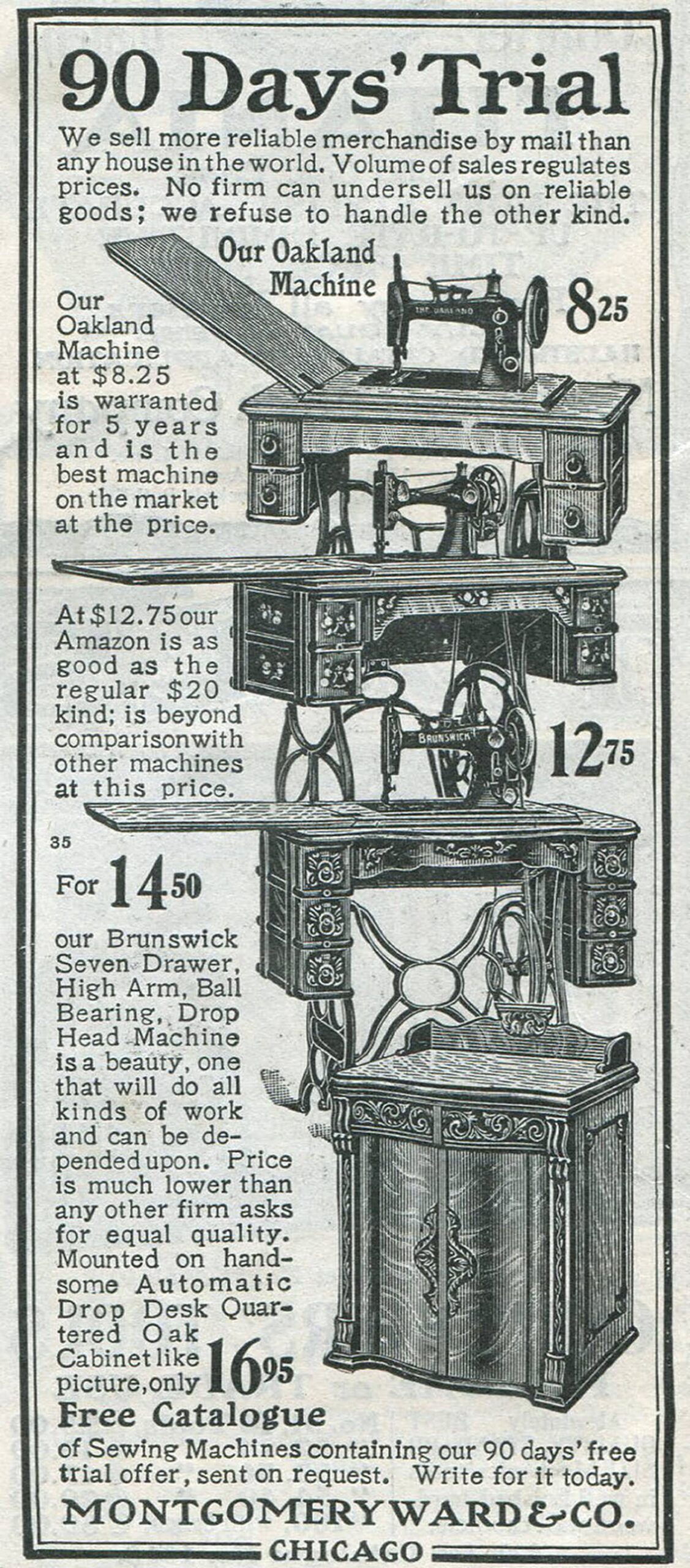 Ad For Montgomery Ward Sewing Machines