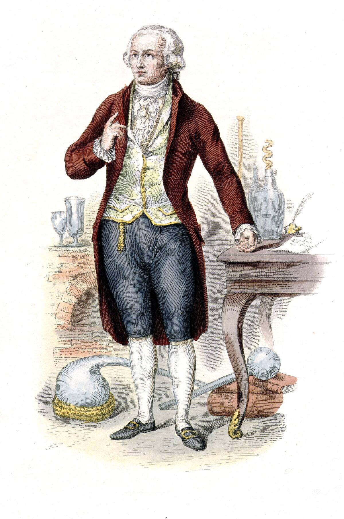 Antoine Laurent Lavoisier (1743-1794) french scientist and politician, he was guillotined during the French Revolution, engraving