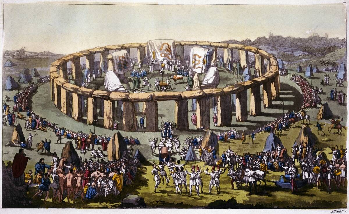 Book Illustration of a Druid Ceremony at Stonehenge by A. Biasioli