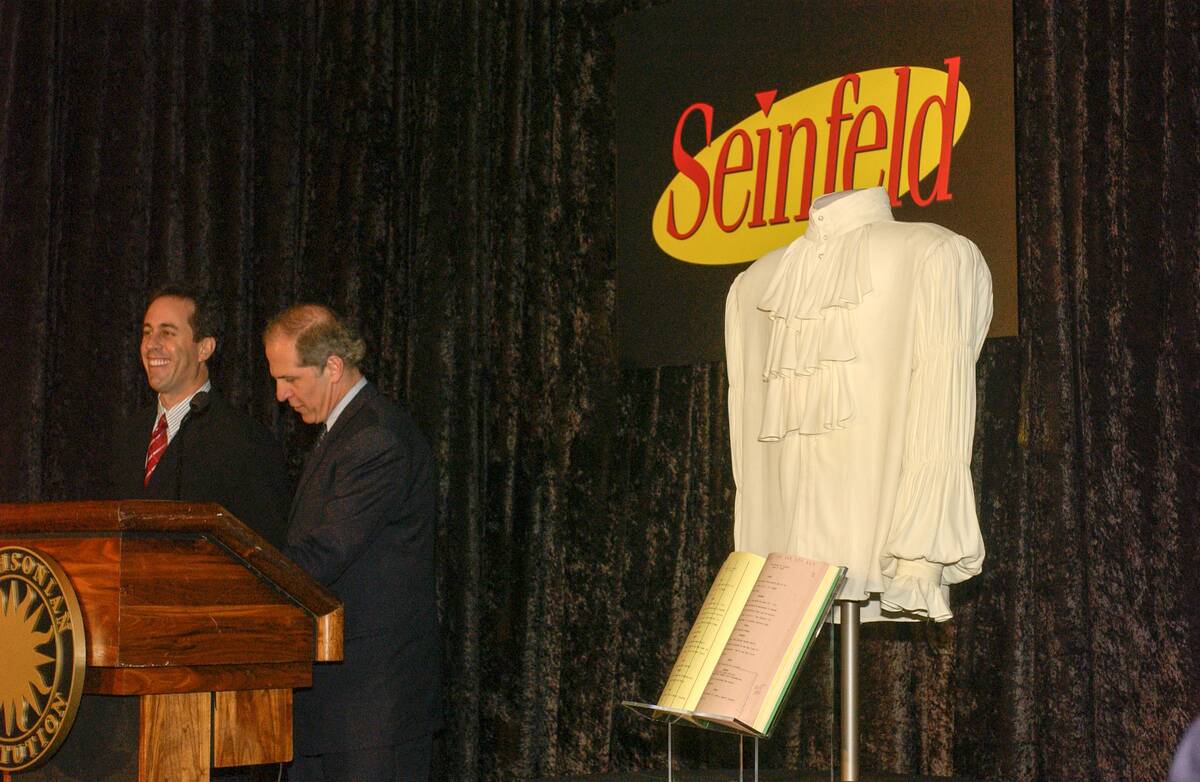 Comedian Jerry Seinfeld speaks during a ceremony to donate