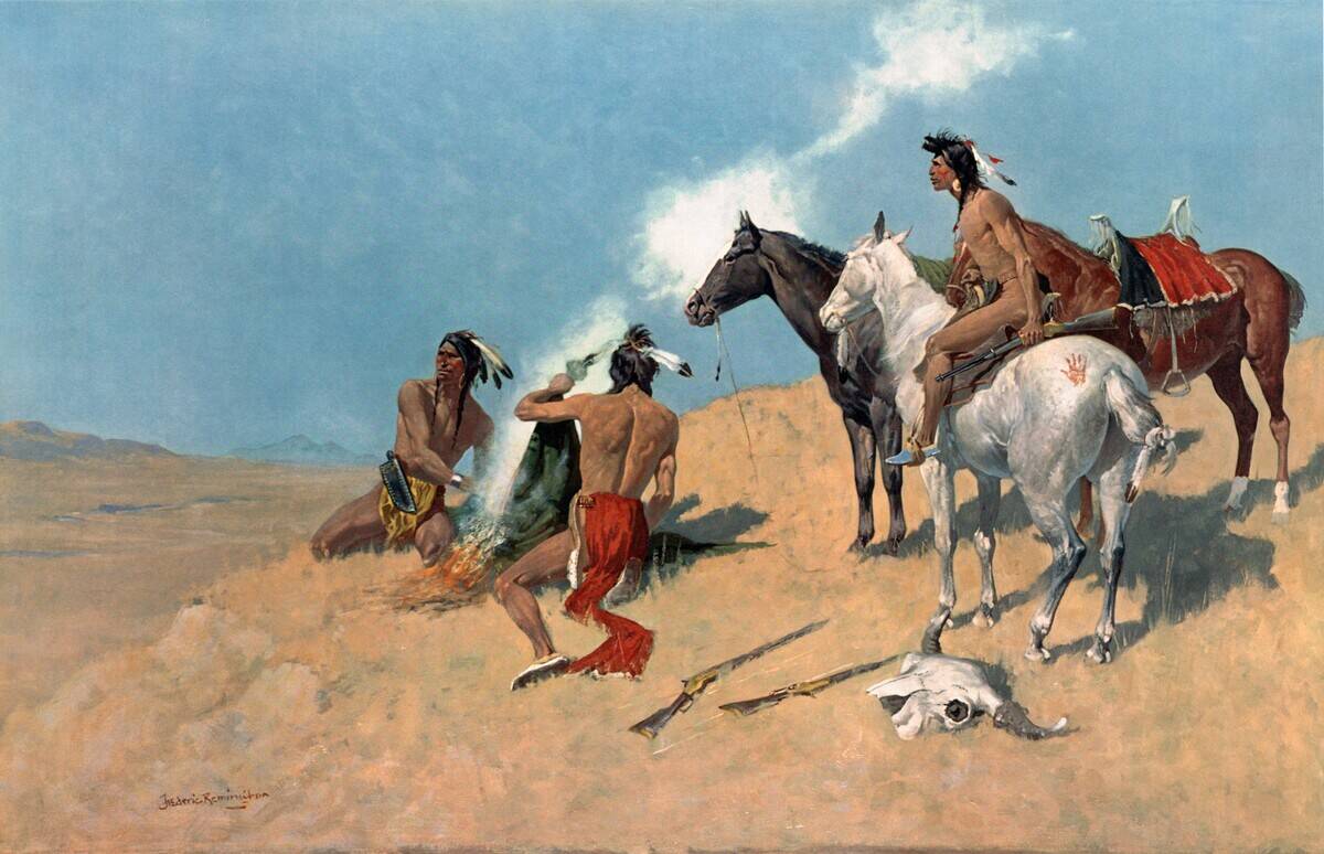 Drawings and Prints, Print, The Smoke Signal, Artist, Frederic Remington, American, Canton, New York 1861–1909 Ridgefield, Connecticut, Remington, Frederic, 1861, 1909, 1923–60