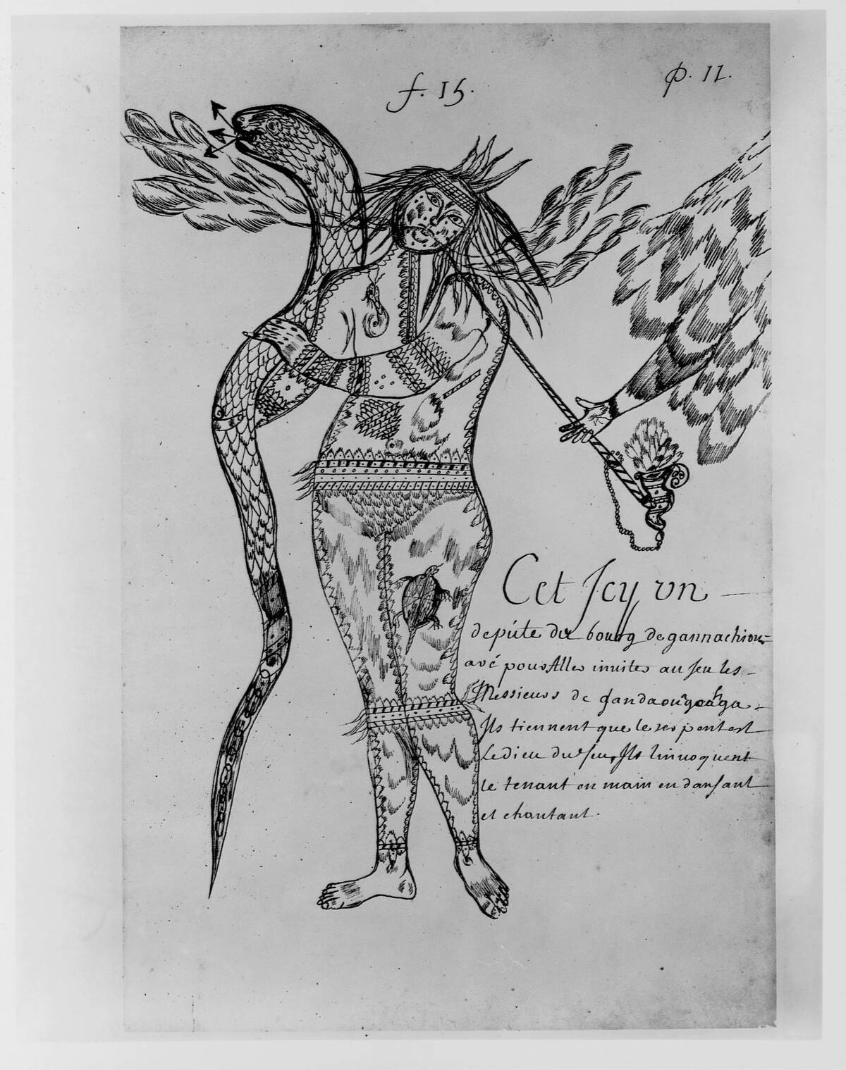 Engraving of Tattooed Iroquois Indian