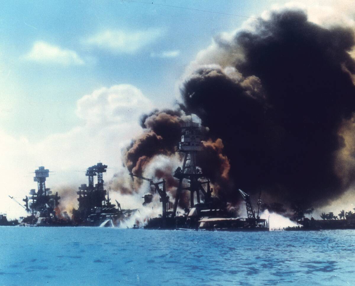 Explosions Along Battleship Row In Pearl Harbor