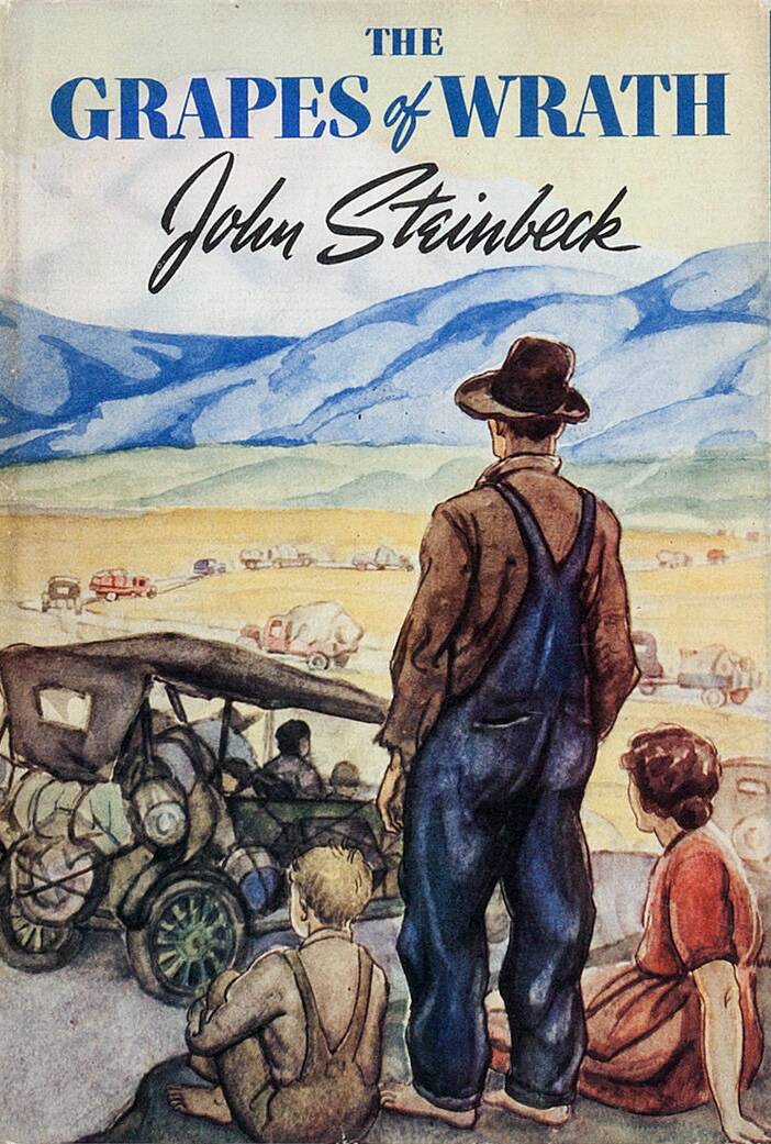 First-edition dust jacket cover of The Grapes of Wrath