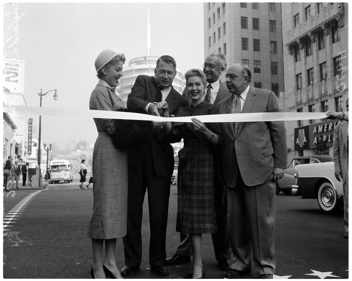 Hollywood Boulevard and Vine Street million dollar glamorization, 1956