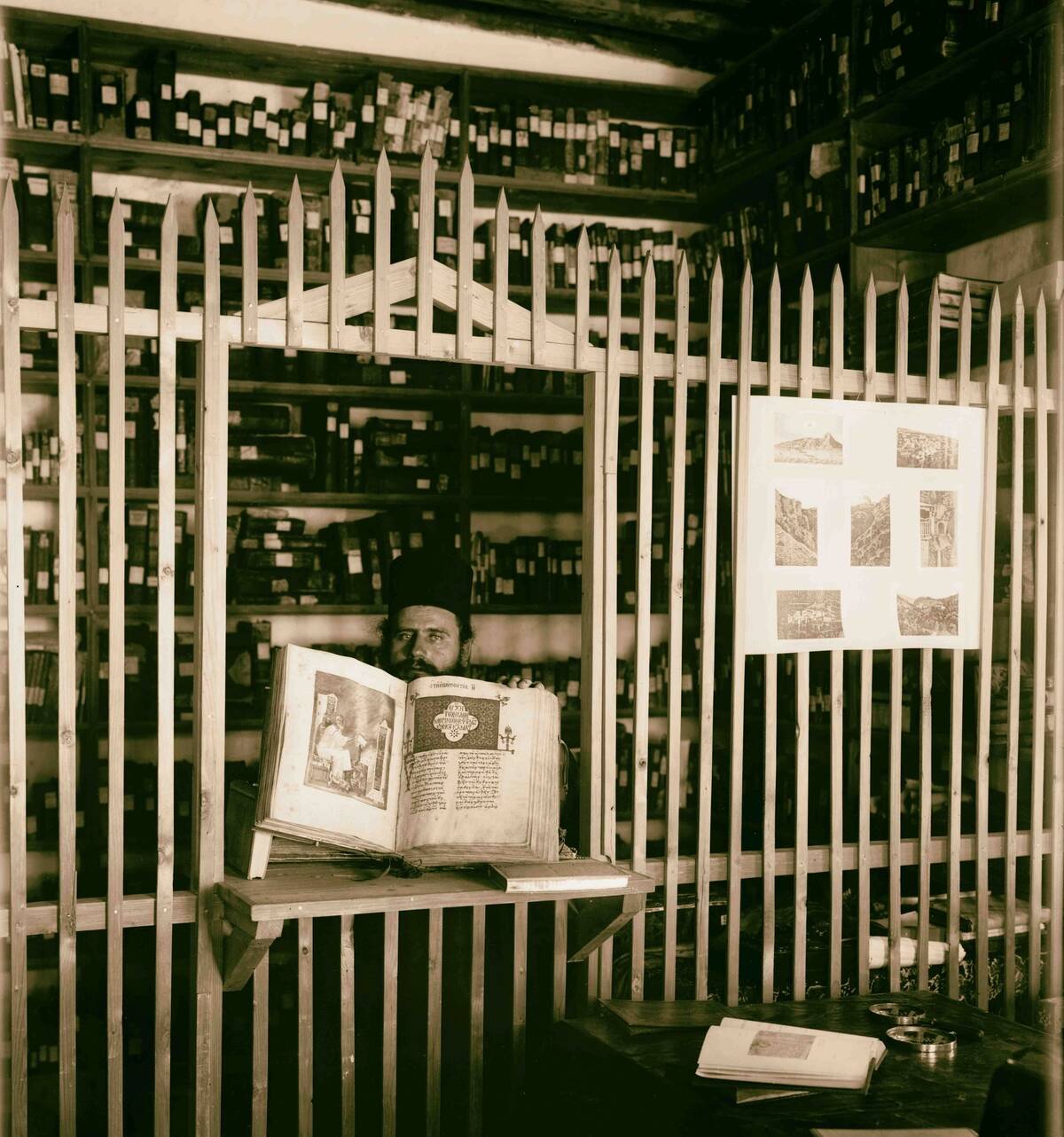Interior of the famous library, Monastery of St. Catherine American Colony, Jerusalem. 1898, Egypt, Sinai