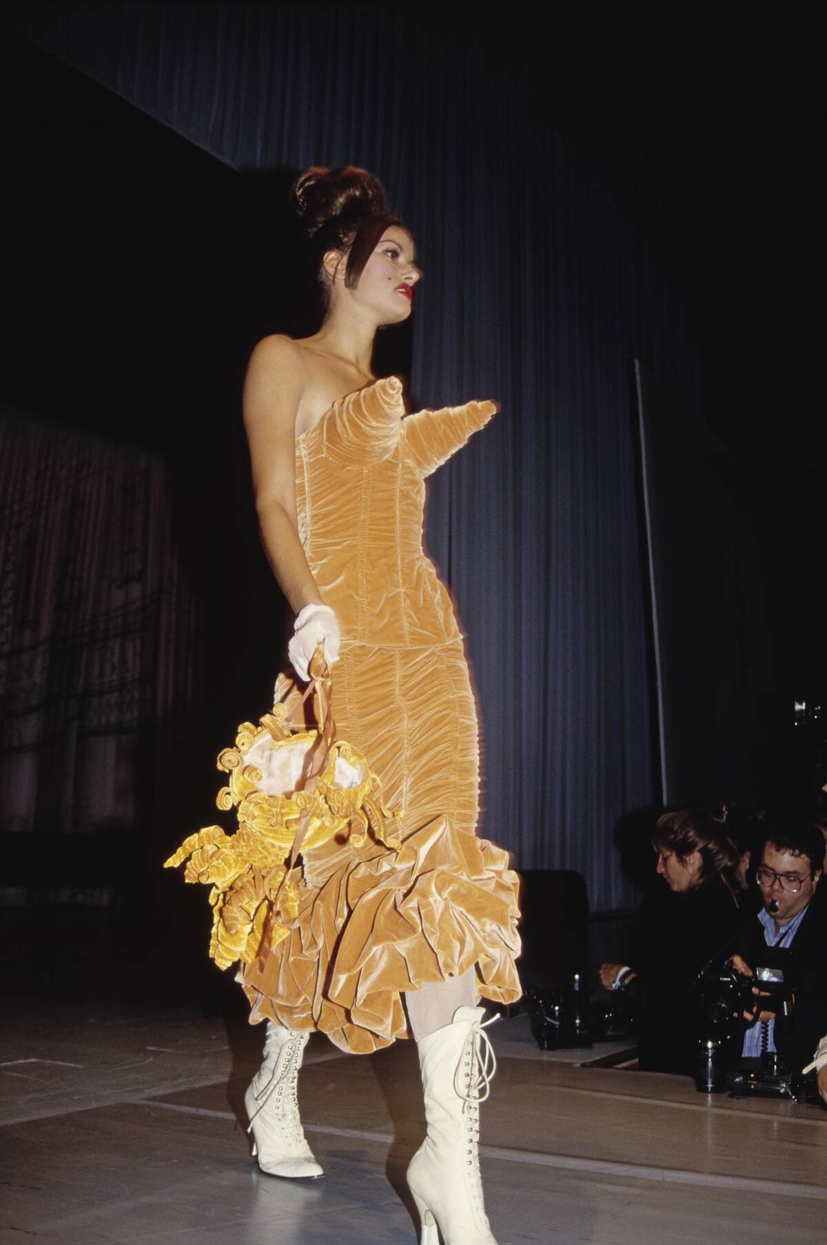 Jean Paul Gaultier's AMFAR Fashion Show - Velvet Orange Dress
