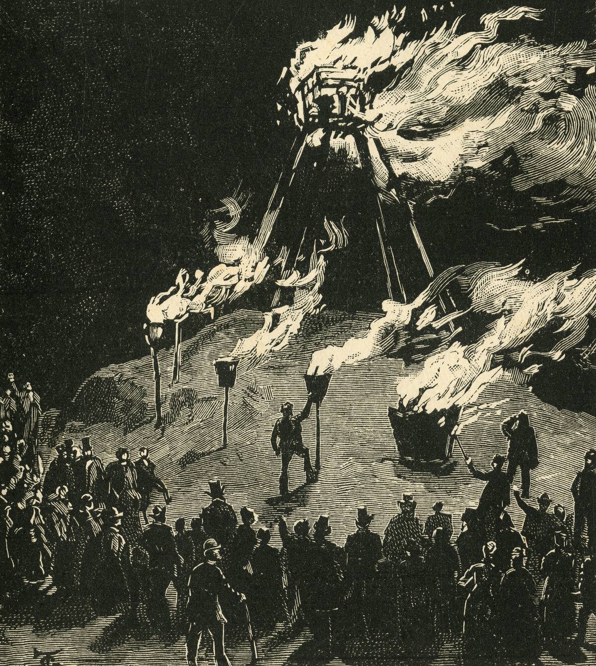 Lighting The Signal Beacon At Malvern,
