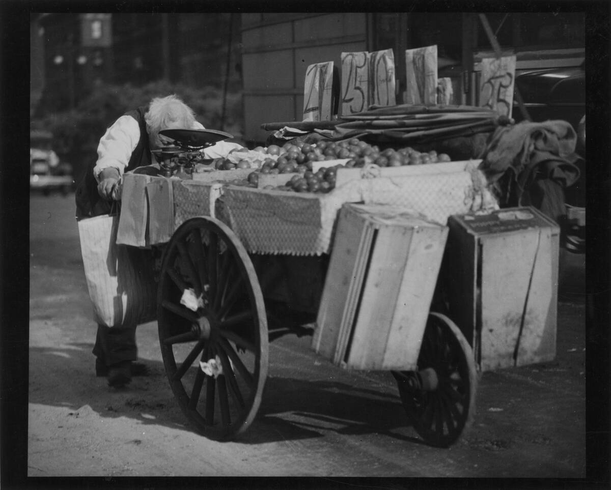 Lower East Side Peddler On His Way To The Market